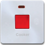 MT5218: 45A double pole switch red rocker, marked "Cooker" with neon 1 gang Image