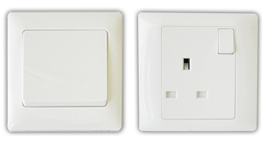 Maximus aston white Switch sockets polycarbonate range